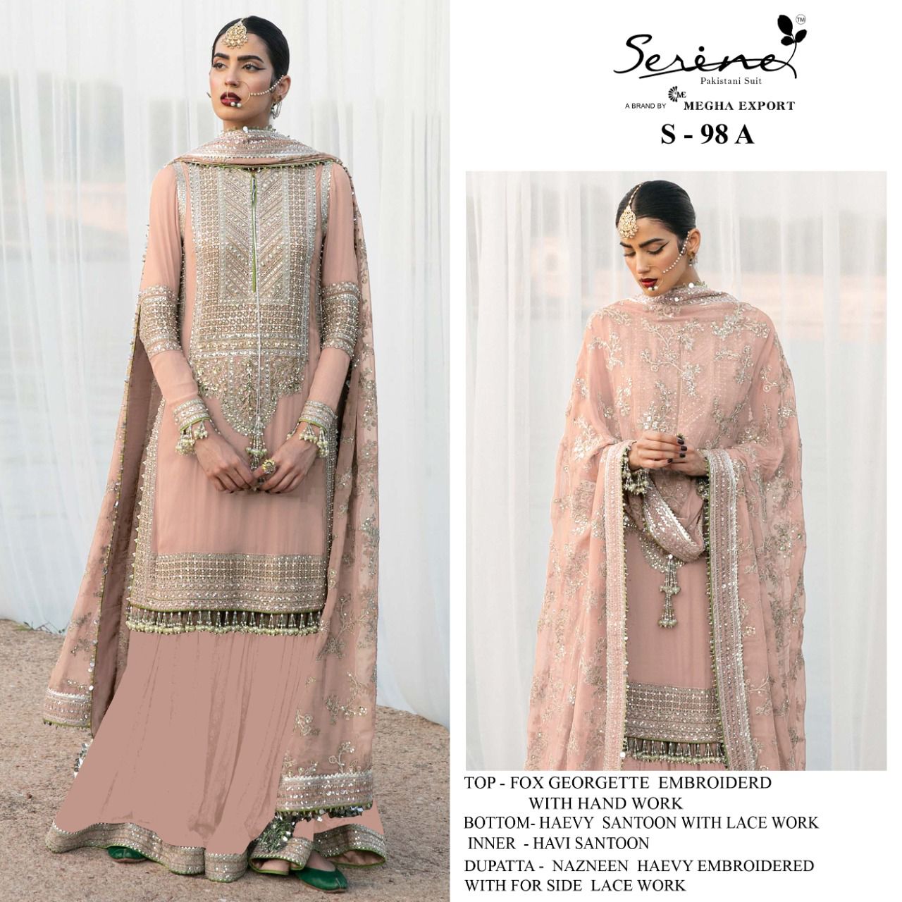 serine Megha Exports serine s 98 a georgette Elegant look salwar suit Single