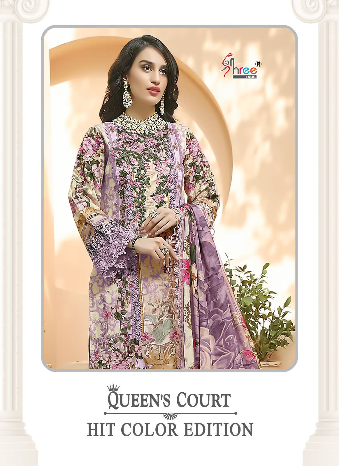 shree fabs queens court hit colour edition cotton decent look siffon dupatta salwar suit catalog