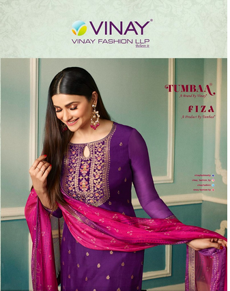 vinay fashion Tumbaa fiza organza gorgeous look top bottm and dupatta catalog