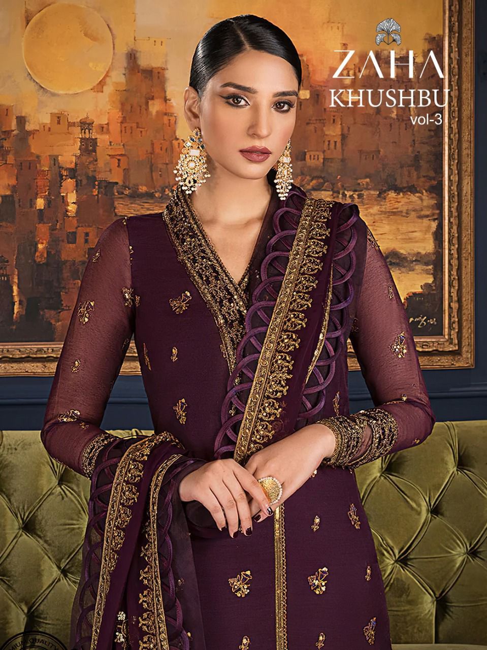 zaha khushboo vol 3 d no 10100 10101 10102 georgette regal look salwar suit catalog