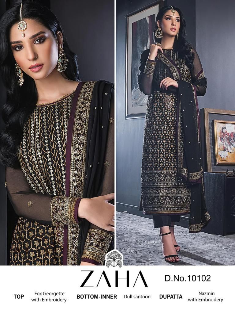 zaha zaha d no 10102 georgette regal look salwar suit single