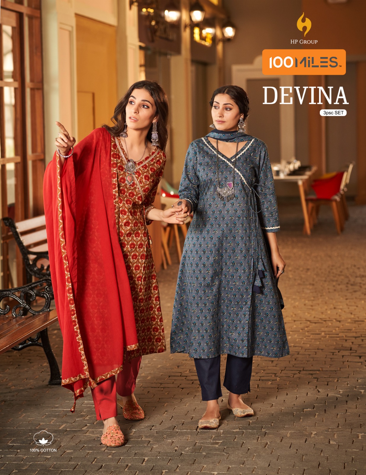 100 miles devina cotton catchy look top pant with dupatta catalog