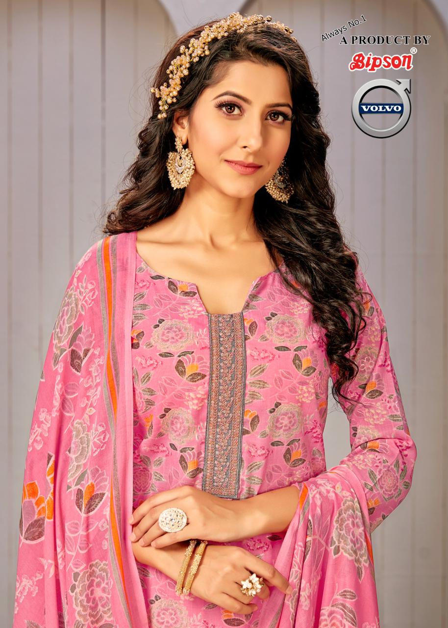 Bipson volvo 2015 cotton linen regal look salwar suit catalog