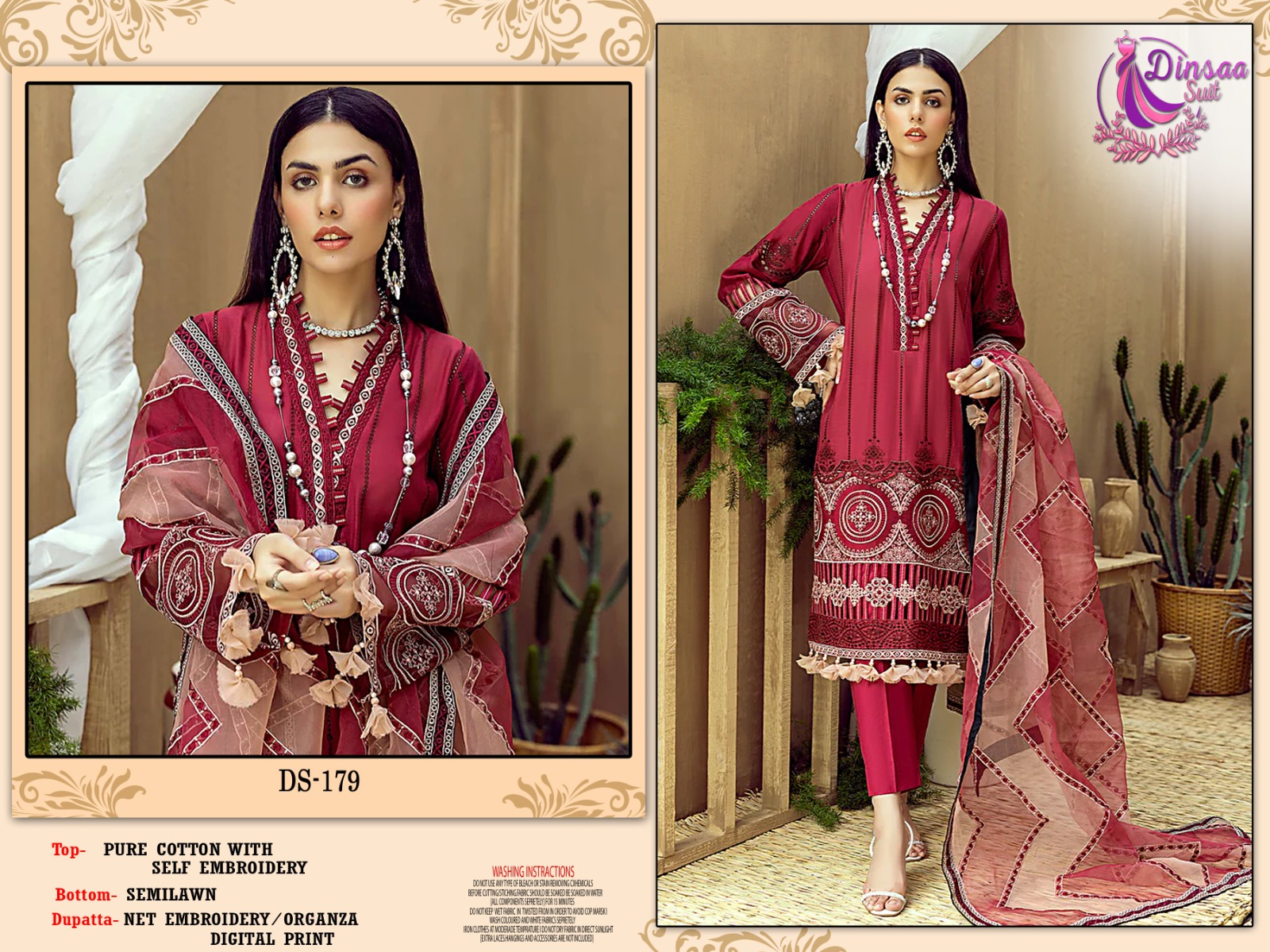 dinsaa suit DINSAA 179 Salwar Kameez Cambric cotton Singles