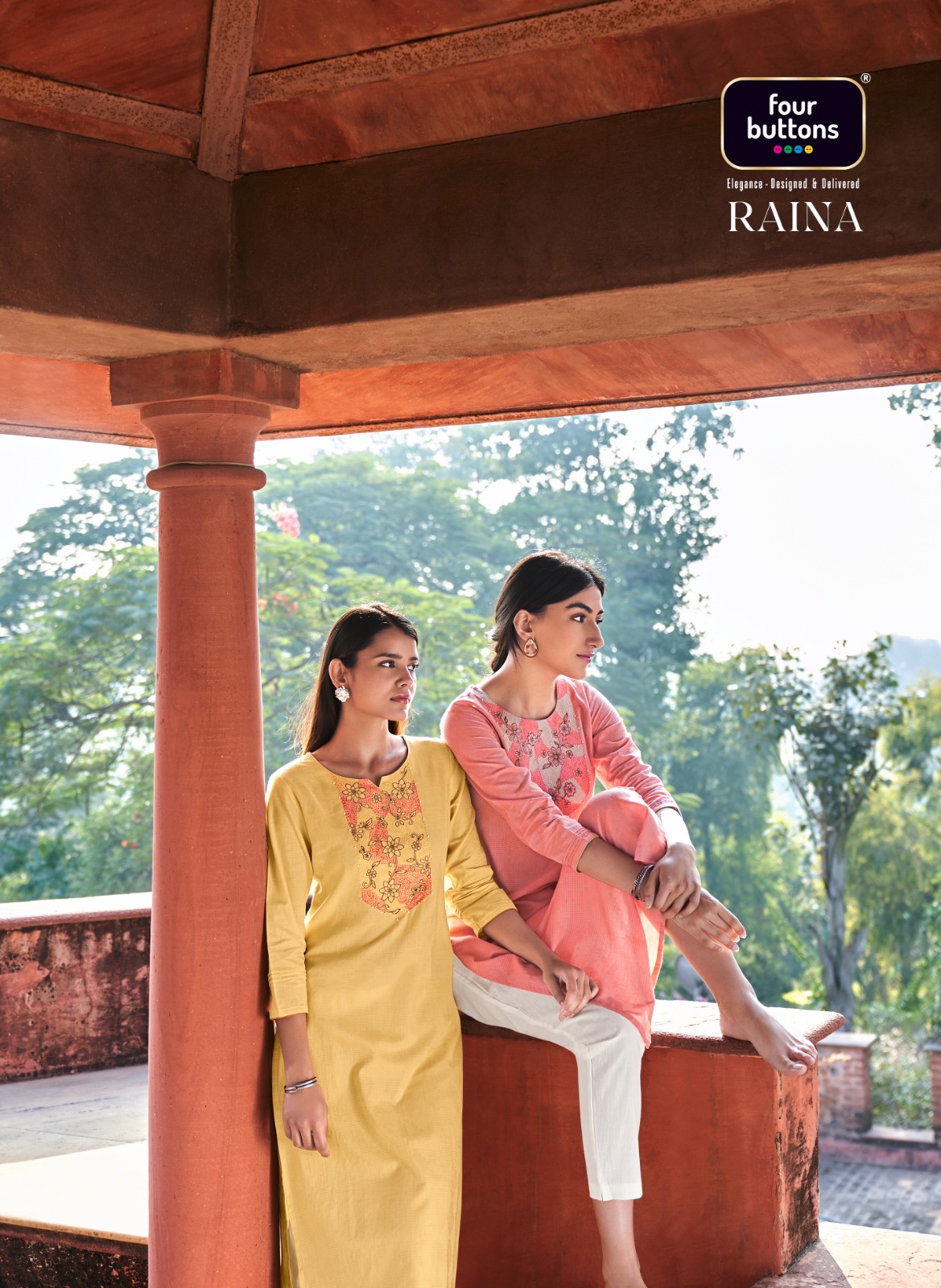 four buttons raina cotton attrective look kurti catalog