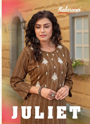 kalaroop by kajree juliet rayon innovative look kurti catalog