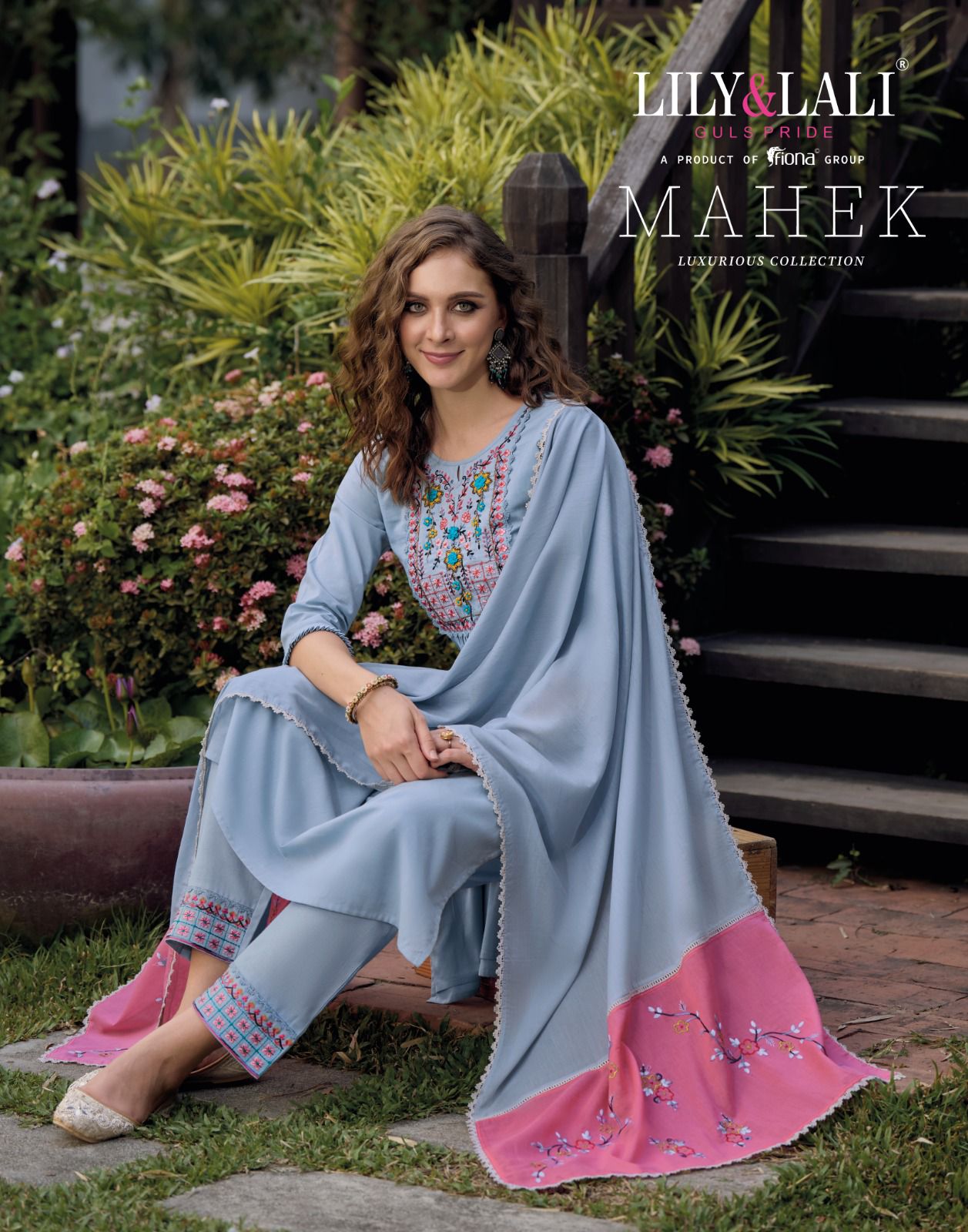 lily and lali mahek Embroidery And Handwork on Pure Cotton gorgeous look top bottom with dupatta catalog