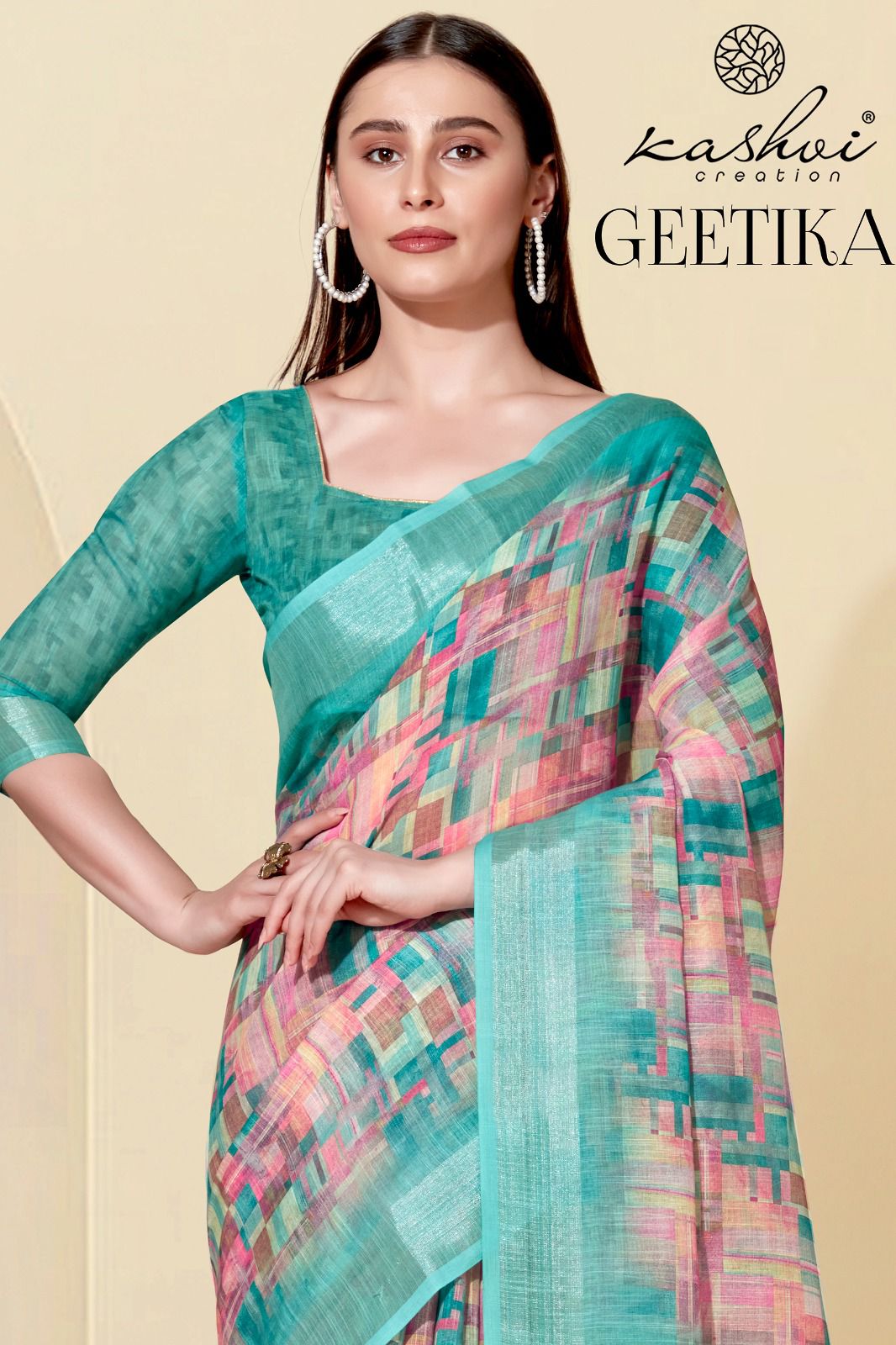 lt kashvi creation geetika linen cotton exclusives look saree catalog