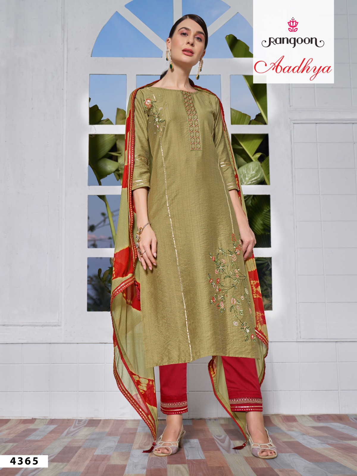 rangoon aadhya viscose new and modern look top bottom with dupatta catalog