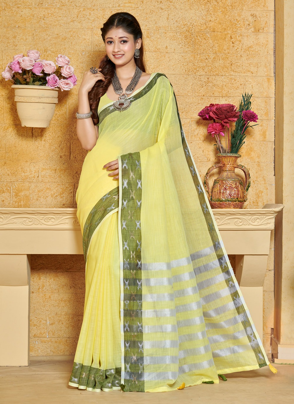 sangam print aarushi linen graceful look saree catalog