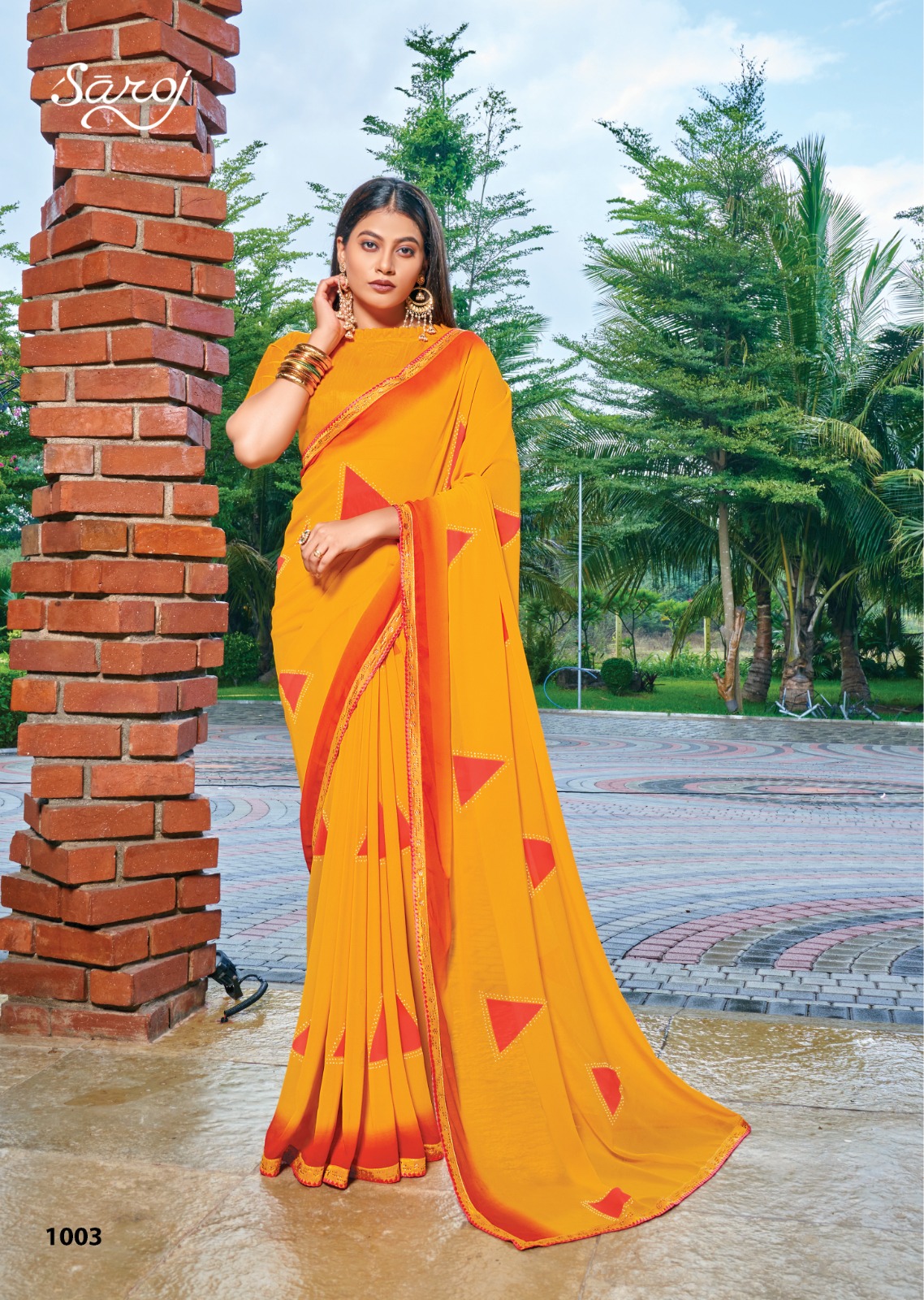 saroj nagme Heavy Geometric attractive look saree catalog