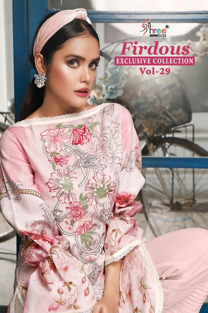 shree fabs firdous exclusive collection vol 29 cotton elegant look salwar suit with chiffon dupatta catalog