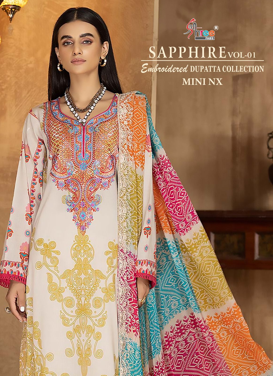 shree fabs shapphire embroidered dupatta collection vol 1 mini nx cotton decent look salwar suit  catalog