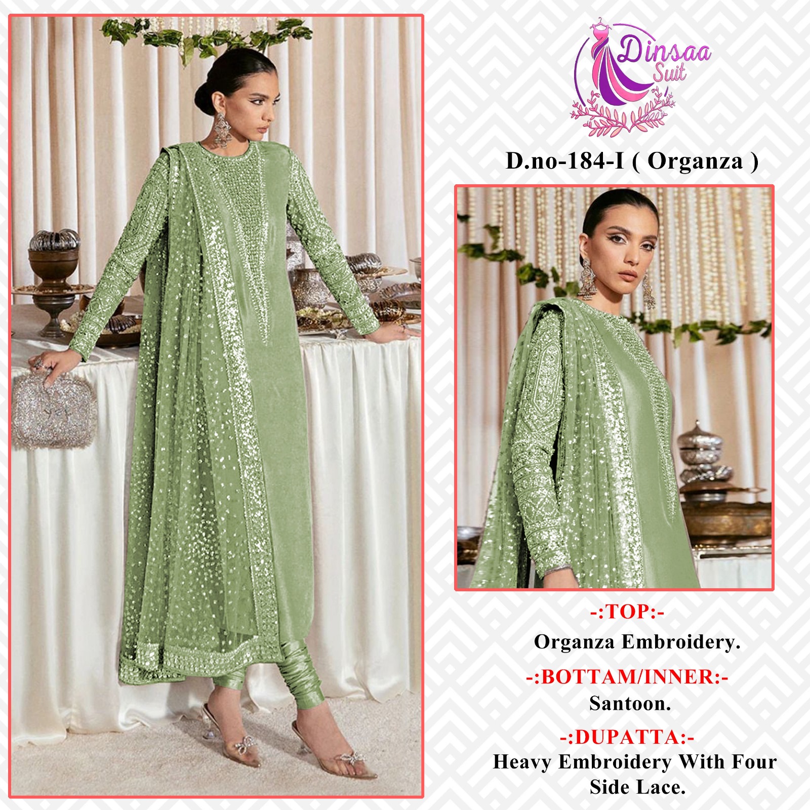 dinsaa suit Dinsaa 184 I Salwar Kameez Organza Singles