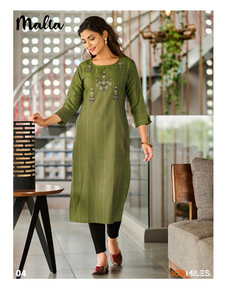 100 Miles malta cotton regal look kurti catalog