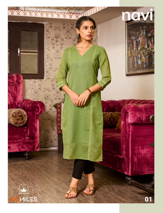 100 Miles navi cotton regal look kurti catalog