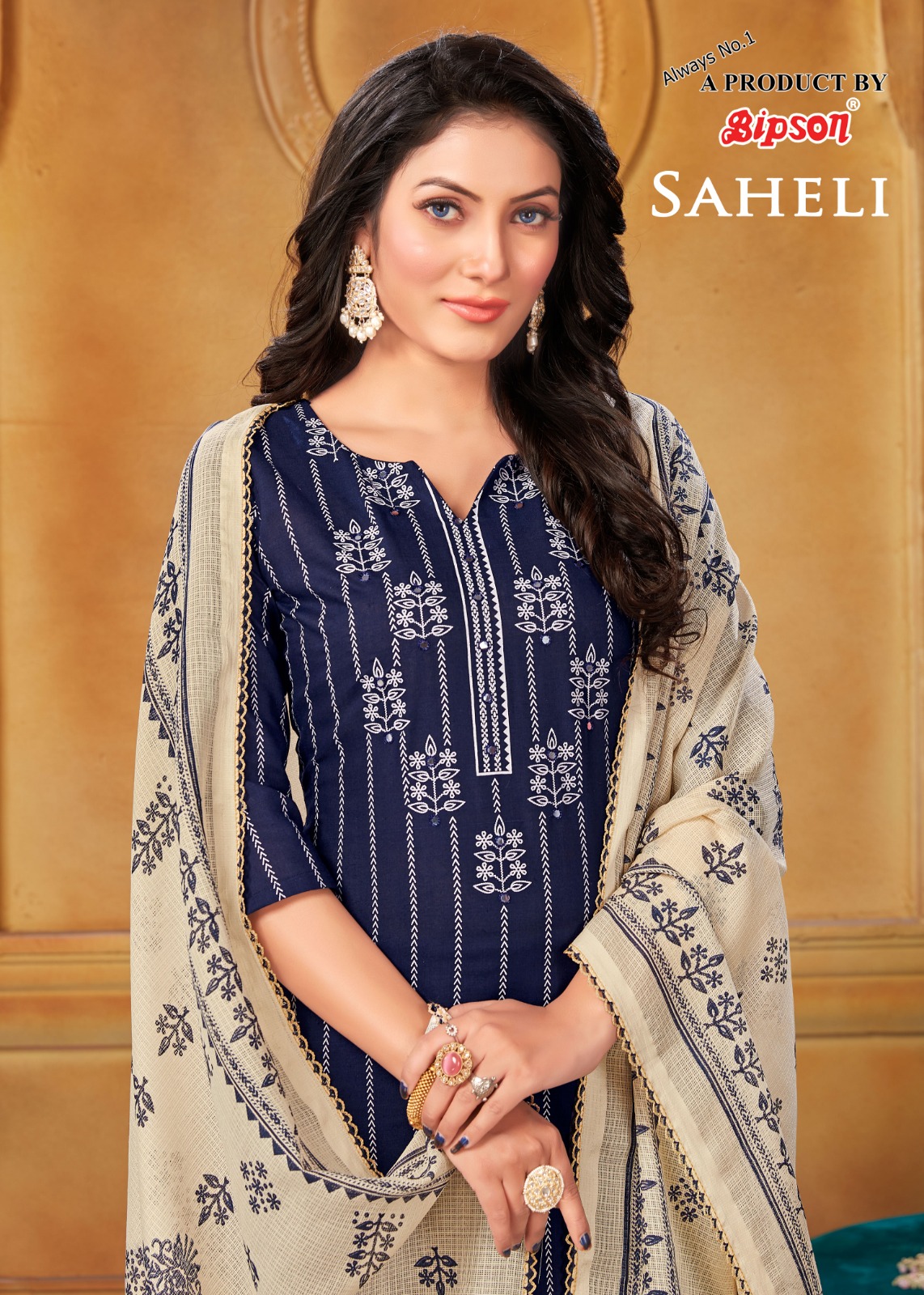 bipson saheli 2044 cotton regal look salwar suit colour set