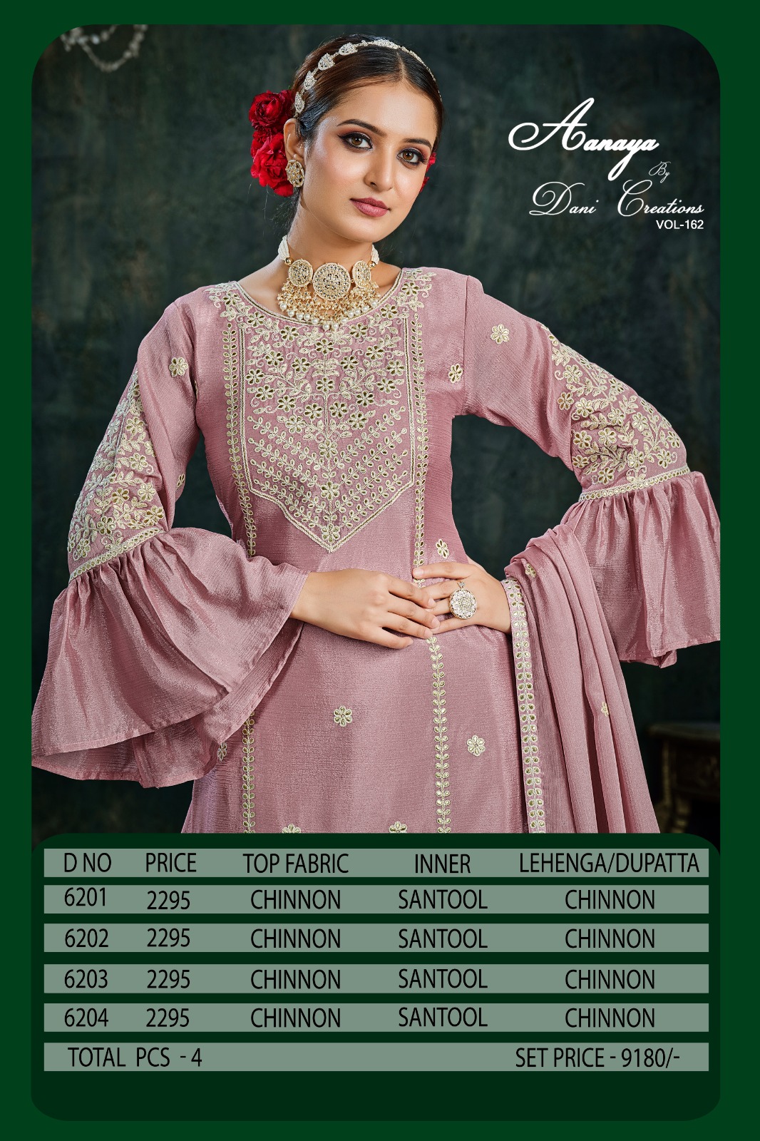 dani aanay vol 162 6200 series chinnon grace ful look salwar suit catalog