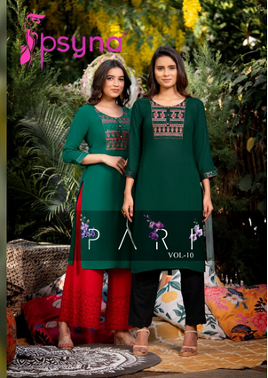 psyna pari 10 rayon elegant kurti catalog