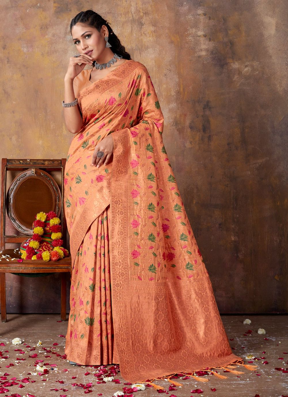 sangam print amanat silk gorgeous look saree catalog