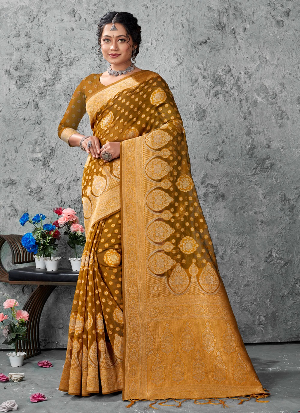 sangam print madhumati organza gorgeous look saree catalog