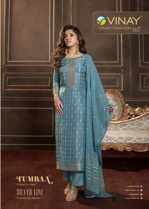 vinay fashion tumbaa silver line dola gorgeous look top bottom with dupatta catalog