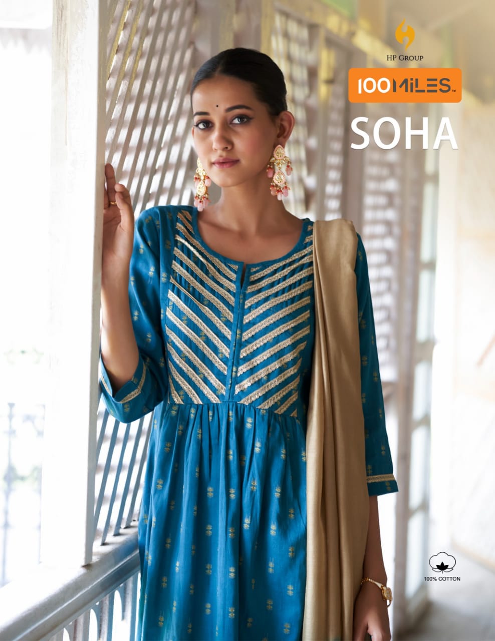 100 milles soha cotton attrective look kurti pant with dupatta catalog