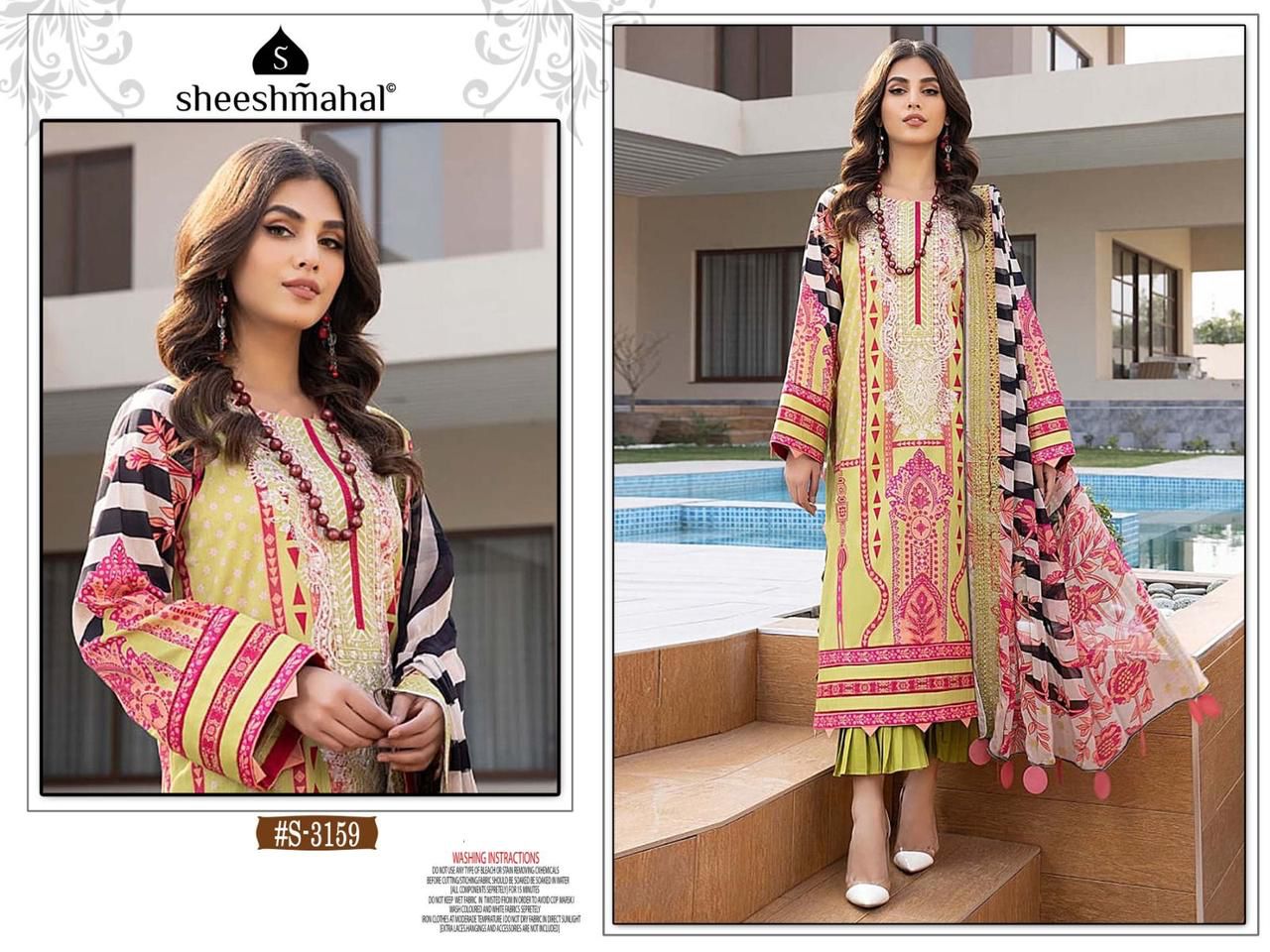 aashirwad sheeshmahal lawn collection vol 2 d no 3159 to 3162 cotton exclusive print salwar suit catalog