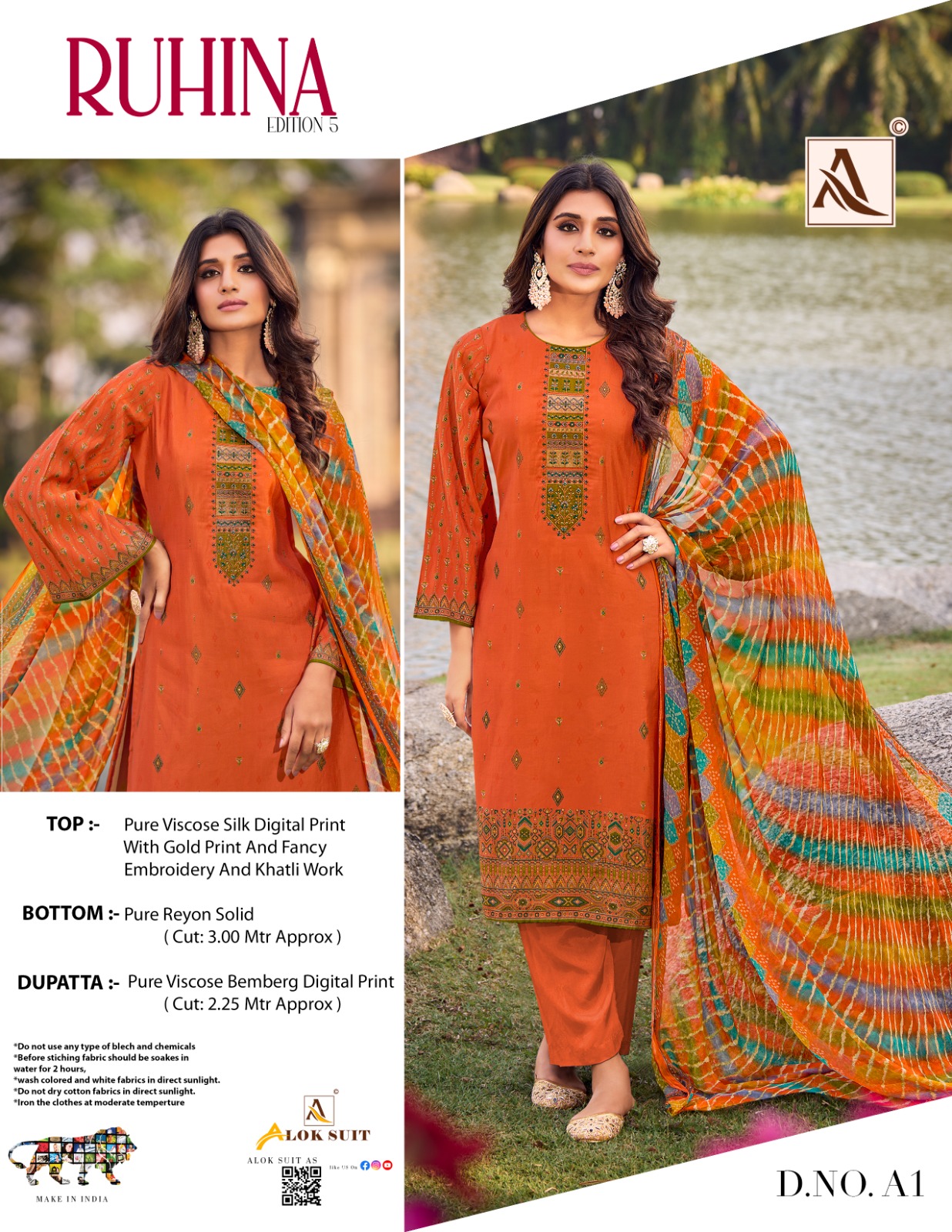 alok suit ruhina viscose silk elegant salwar suit catalog