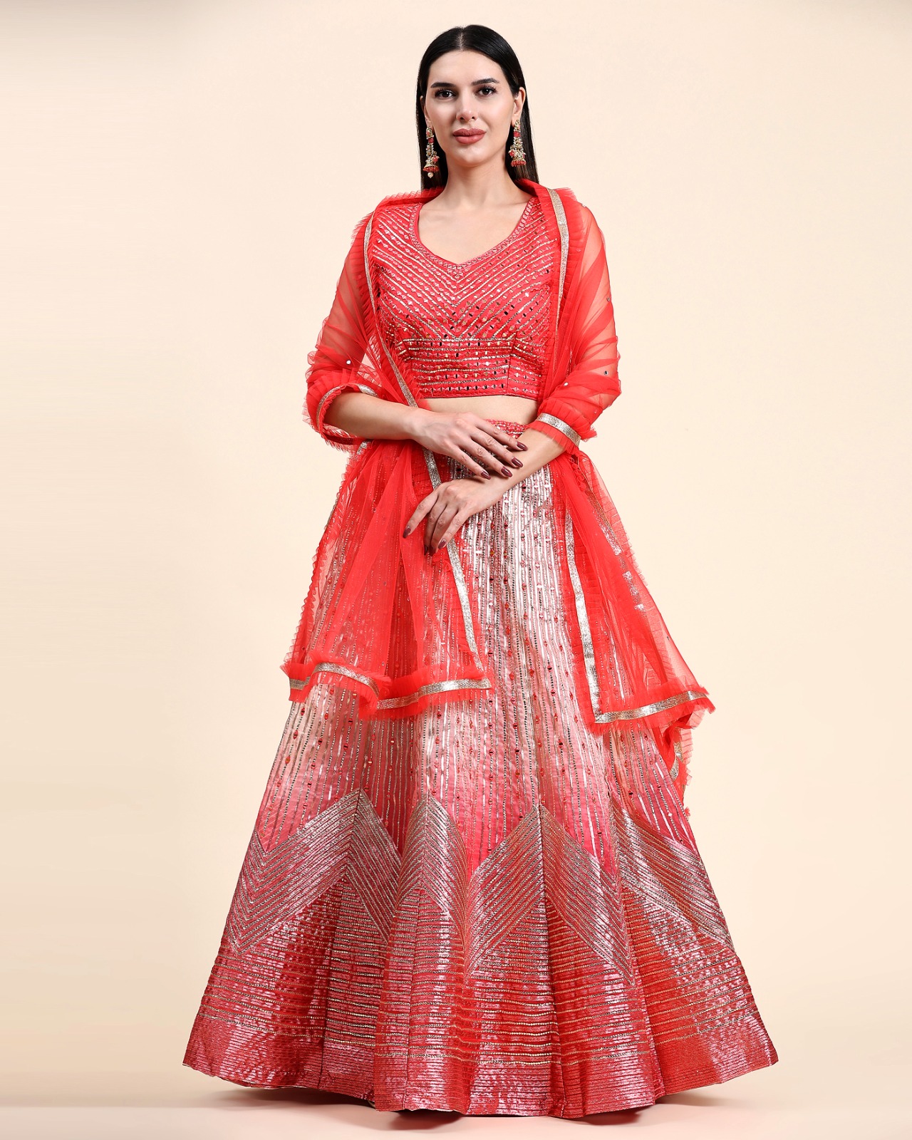 amoha trendz d no c 2040 organza decent look lehenga blouse with dupatta crop top catalog