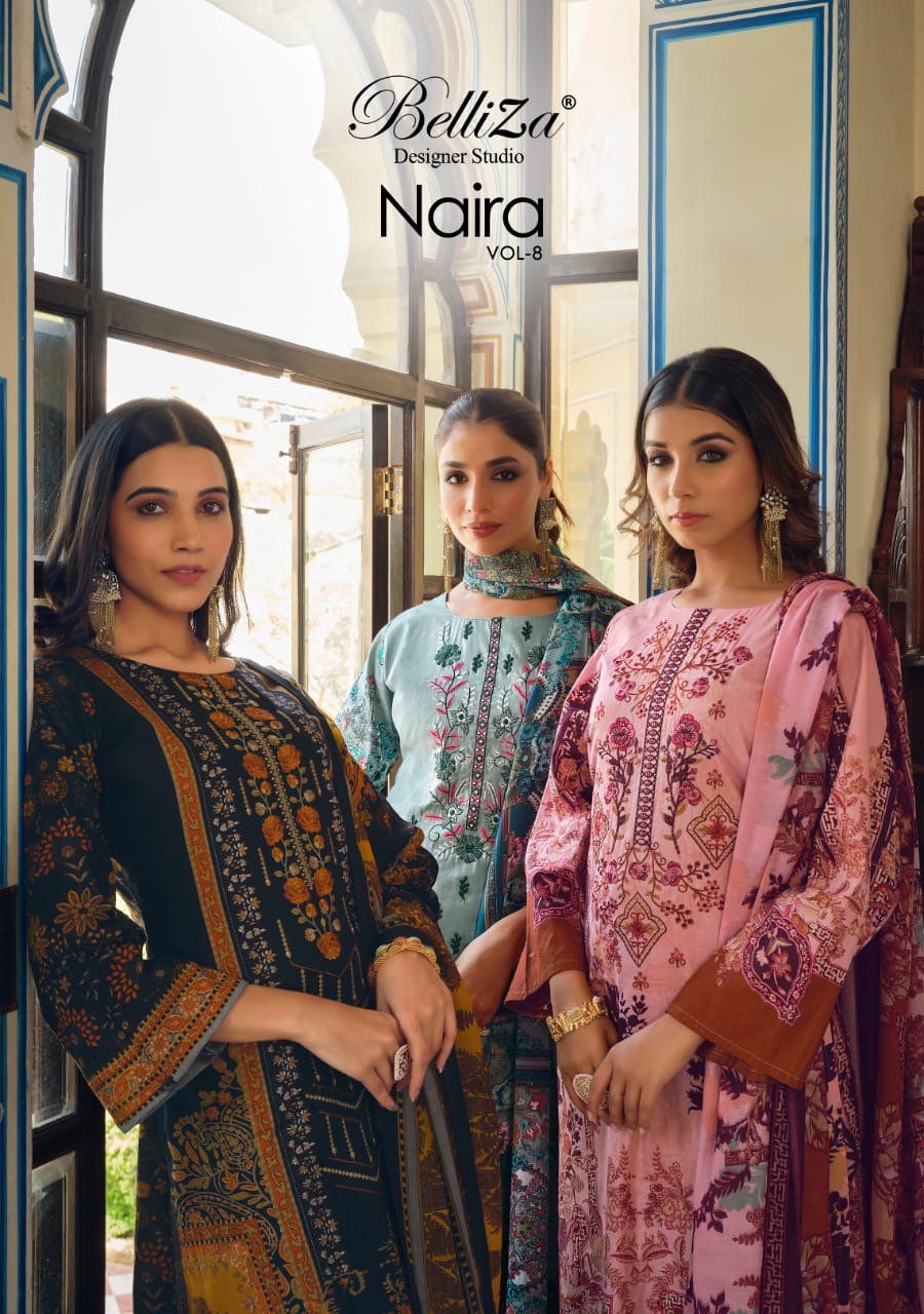 belliza designer studio Naira Vol 8 cotton exclusive print salwar suit catalog