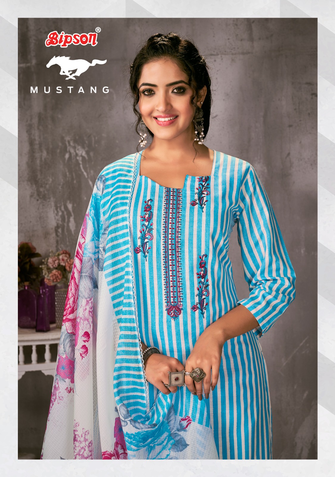 bipson mustang 2203 cotton decent look salwar suit catalog