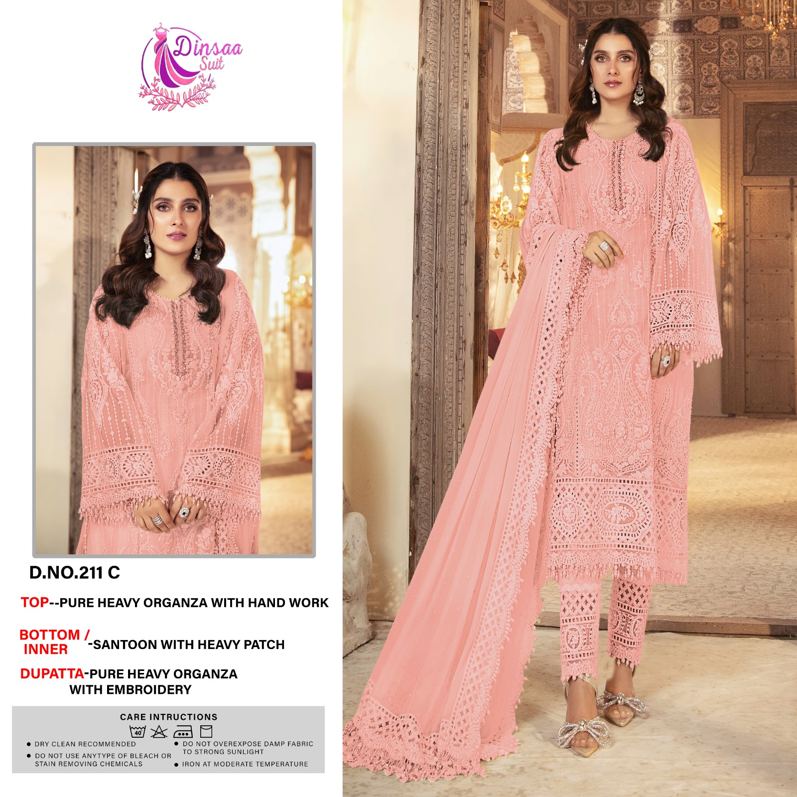 dinsaa suit DINSAA  211 C Salwar Kameez Organza Singles