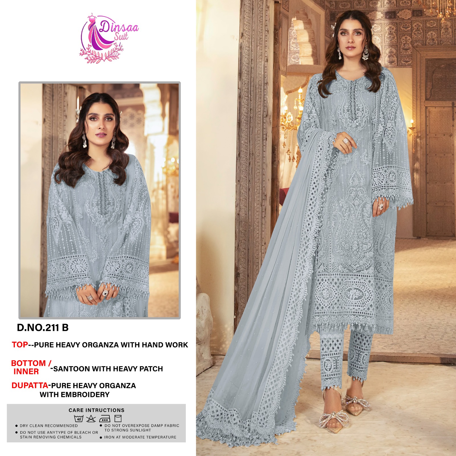 dinsaa suit DINSAA 211 B Salwar Kameez Organza Singles