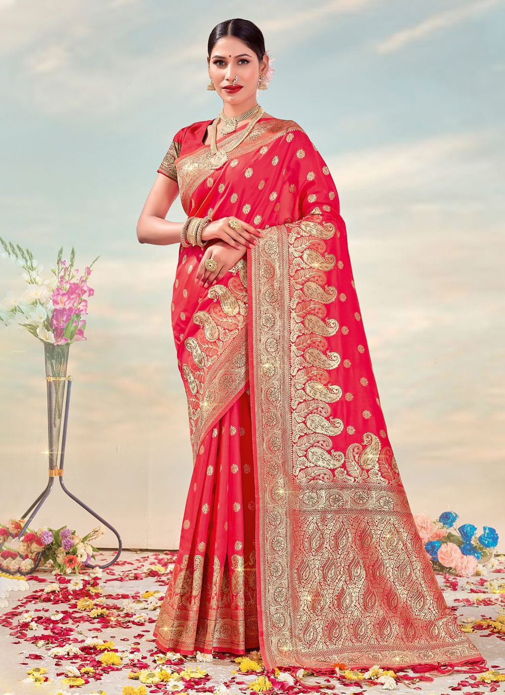 sangam print kalika Banarasi Silk regal look saree catalog