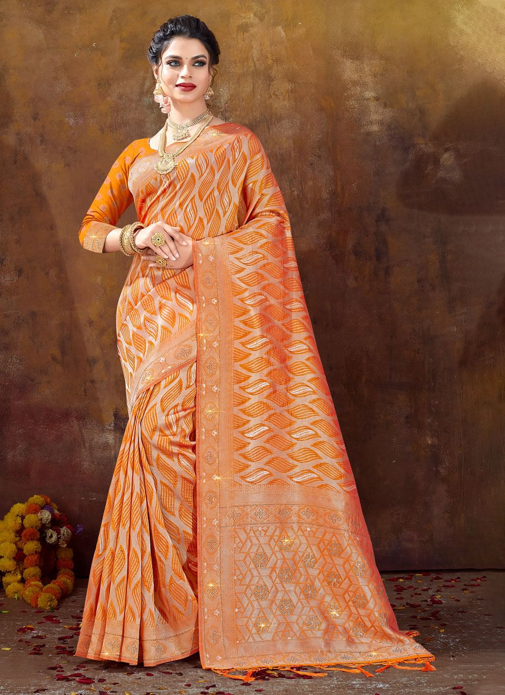 sangam print lajja organza regal look saree catalog