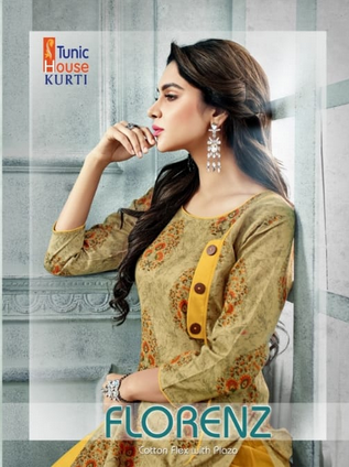 tunic house florenz with plazzo cotton decent look kurti with plazzo catalog