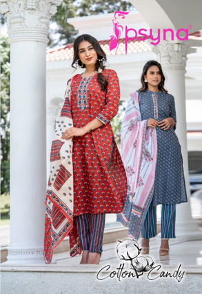 psyna cotton candy cotton new and modern style top bottom with dupatta catalog