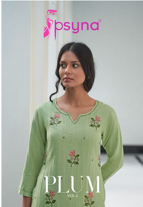 psyna plum rayon elegant kurti catalog