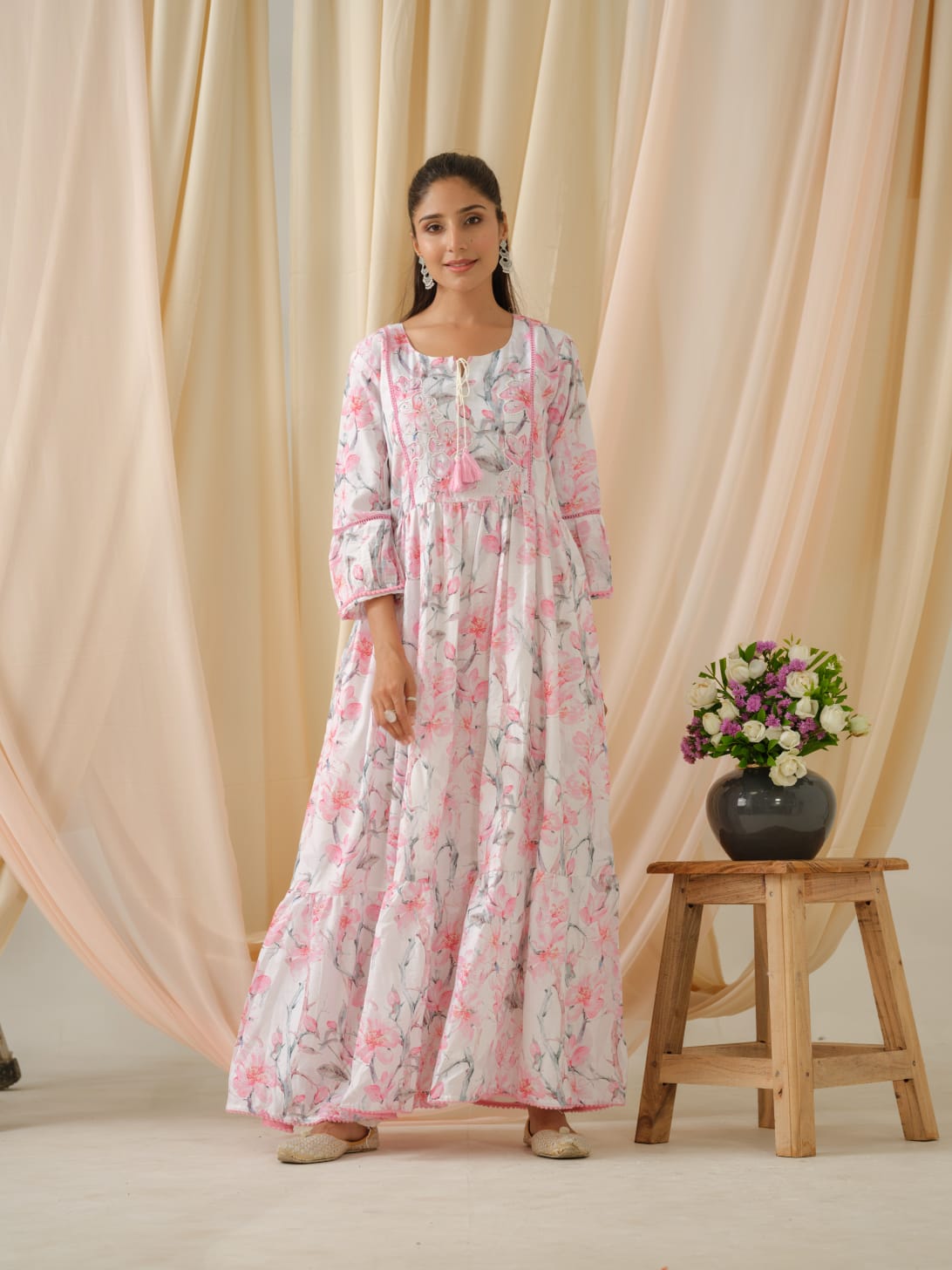 psyna psyna d no 1803 linen exclusive print gown size set