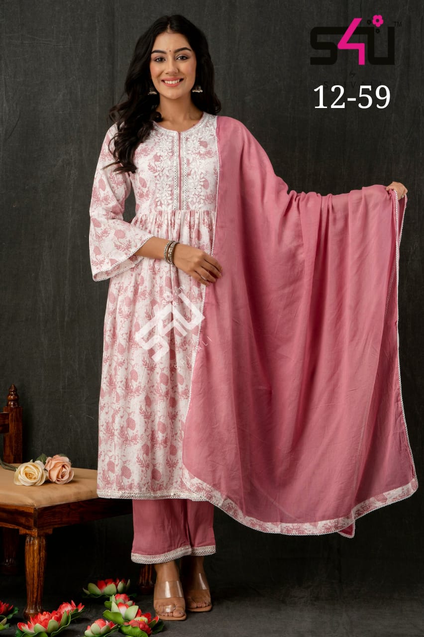 s4u d no 12-59 fancy decent look top bottm with dupatta size set