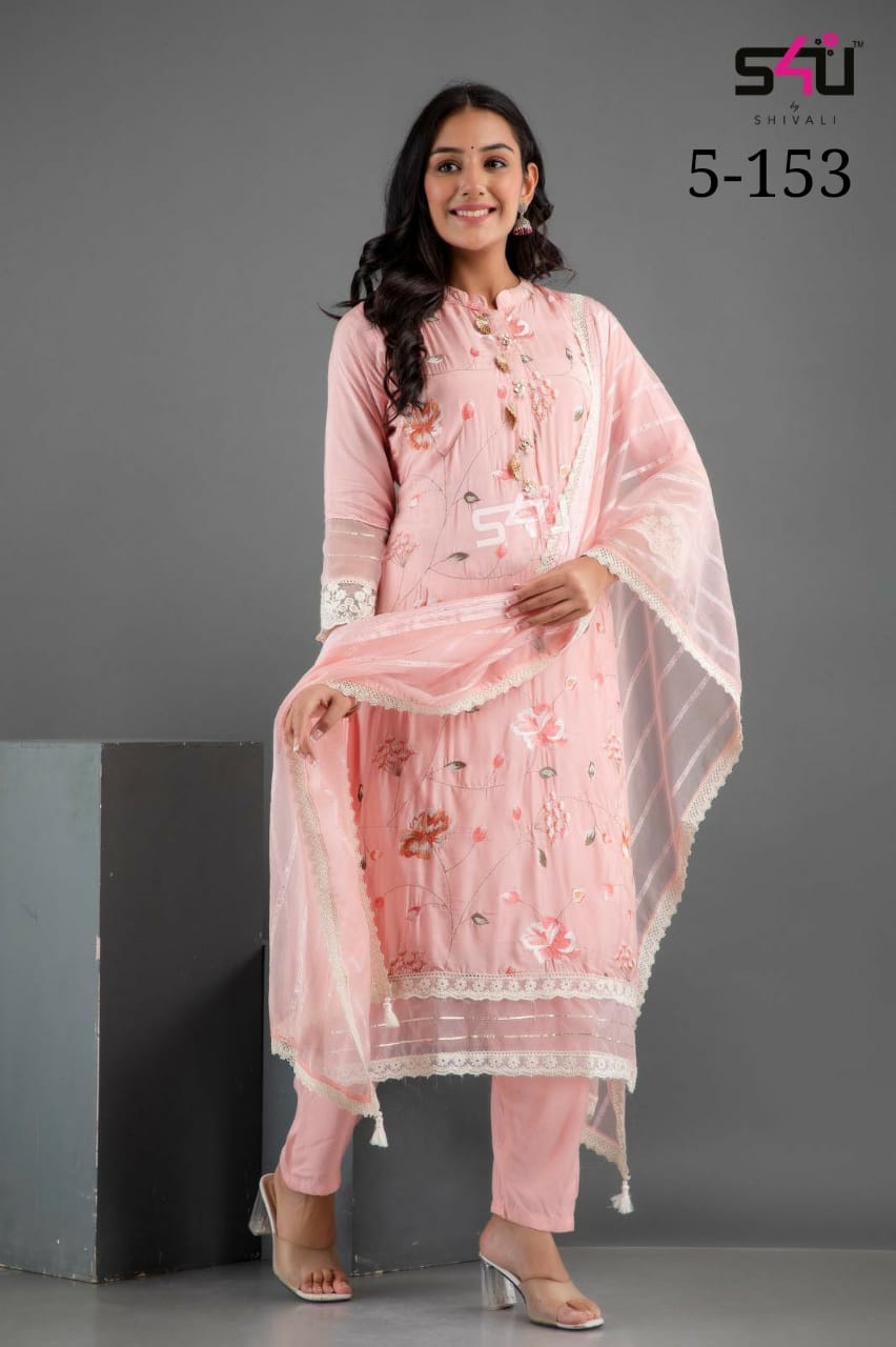 S4u d no 5-153 fancy gorgeous look top bottom with dupatta size set