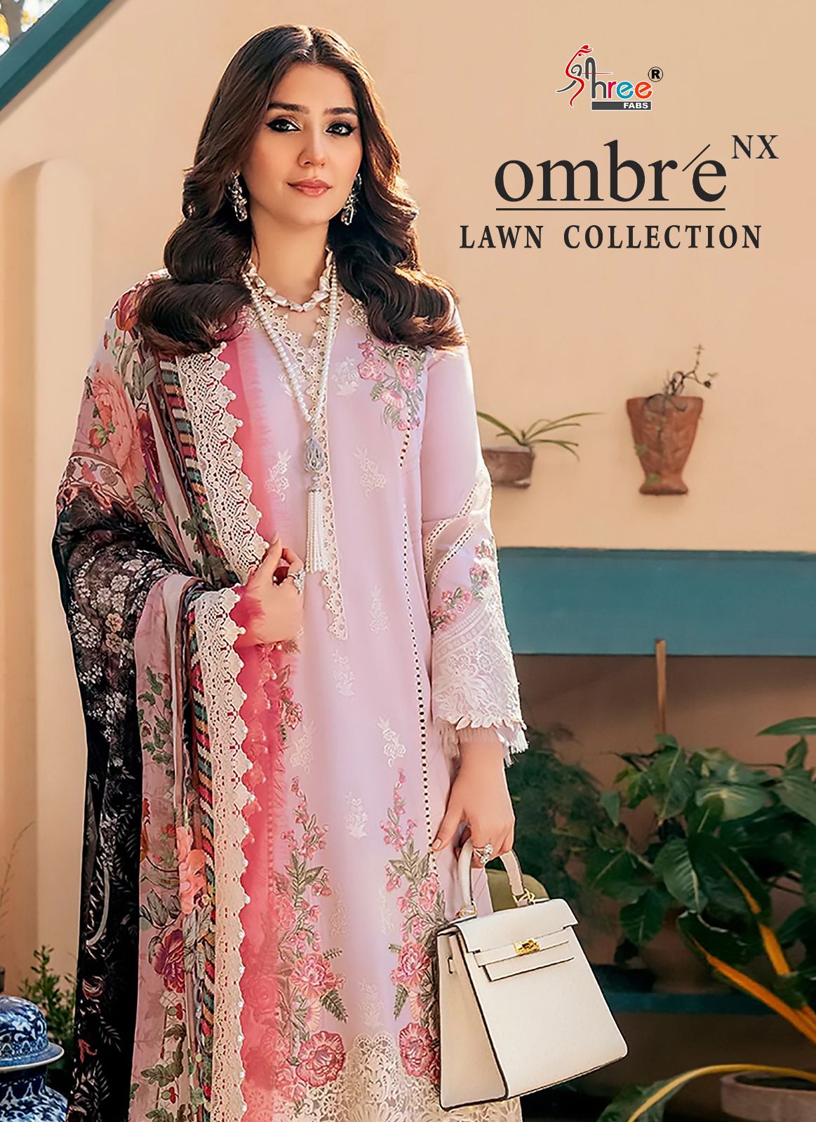 shree fabs ombre lawn collection nx  cotton catchy look salwar suit with silver dupatta catalog