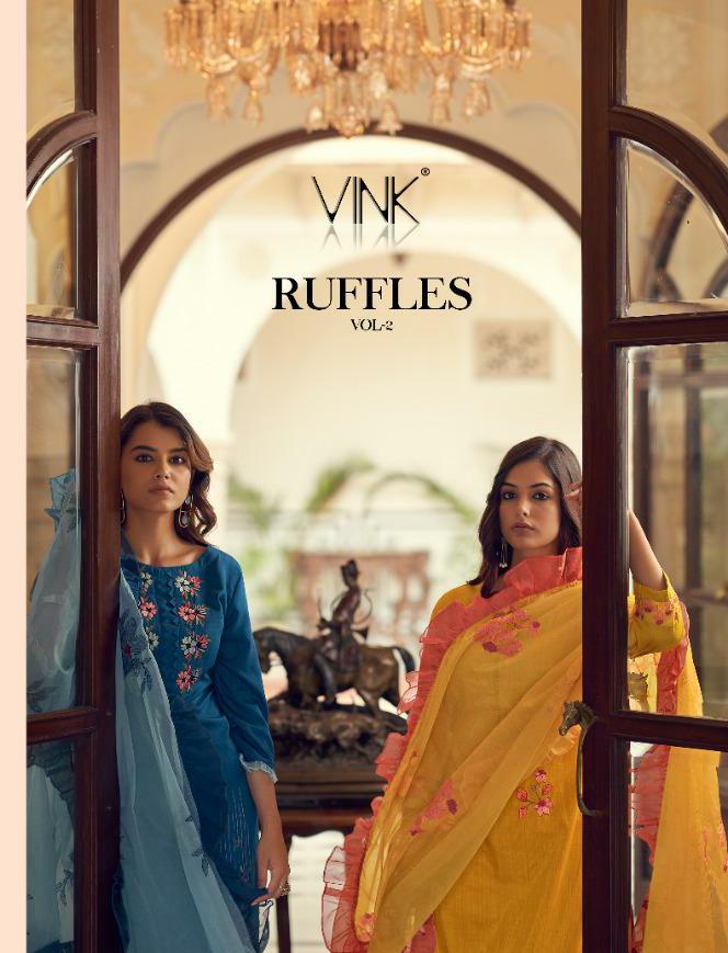 vink ruffles 2 silk new and modern style top with pant and dupatta catalog