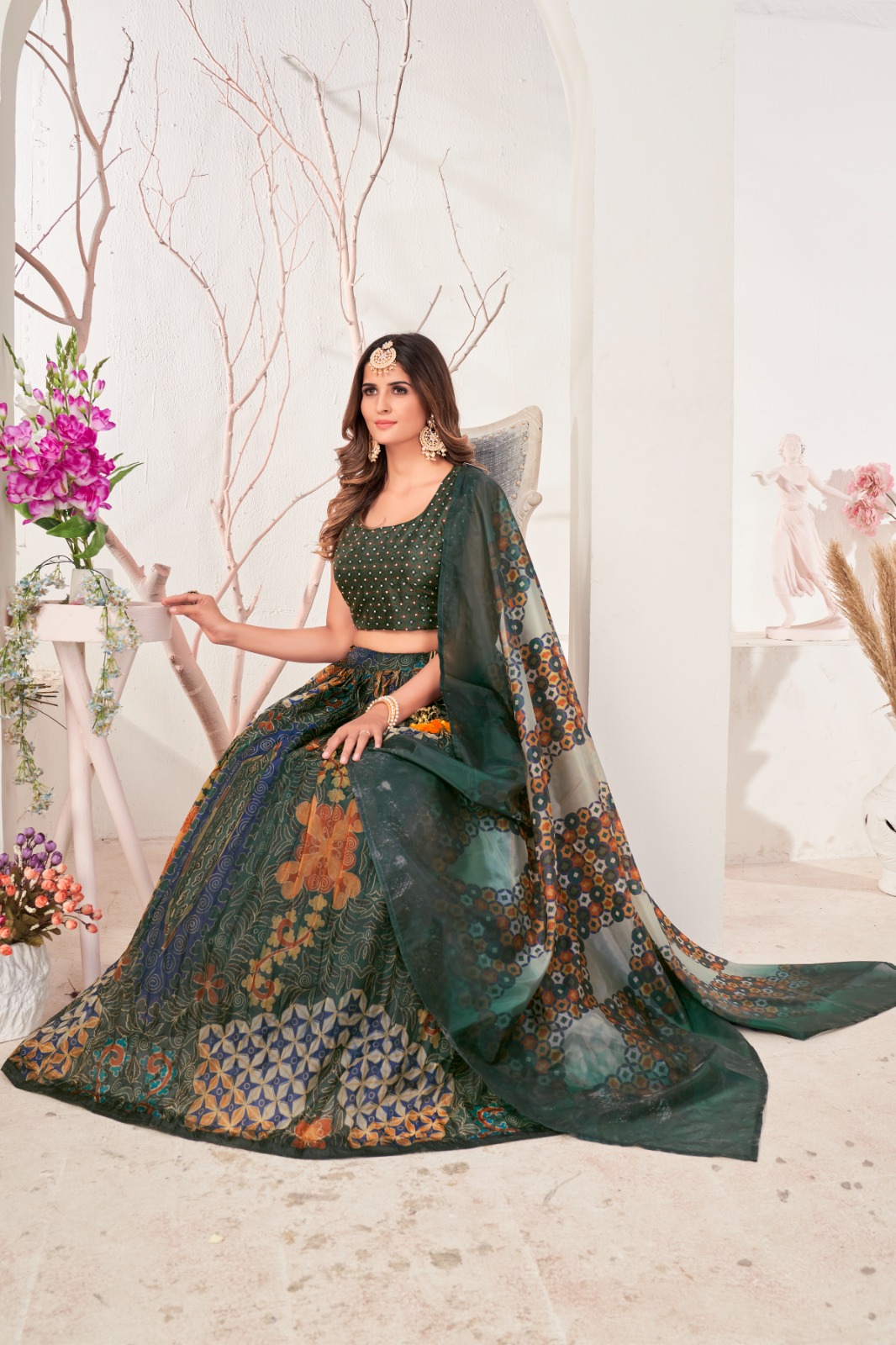 amoha trendz d no c 1533 organza festive look lehenga single