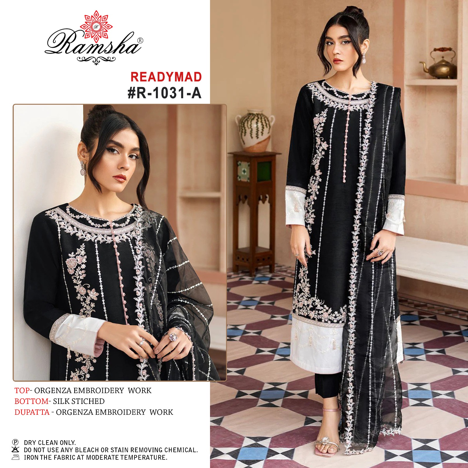 Ramsha ramsha r 1031 nx orgenza decent look top bottom dupatta catalog