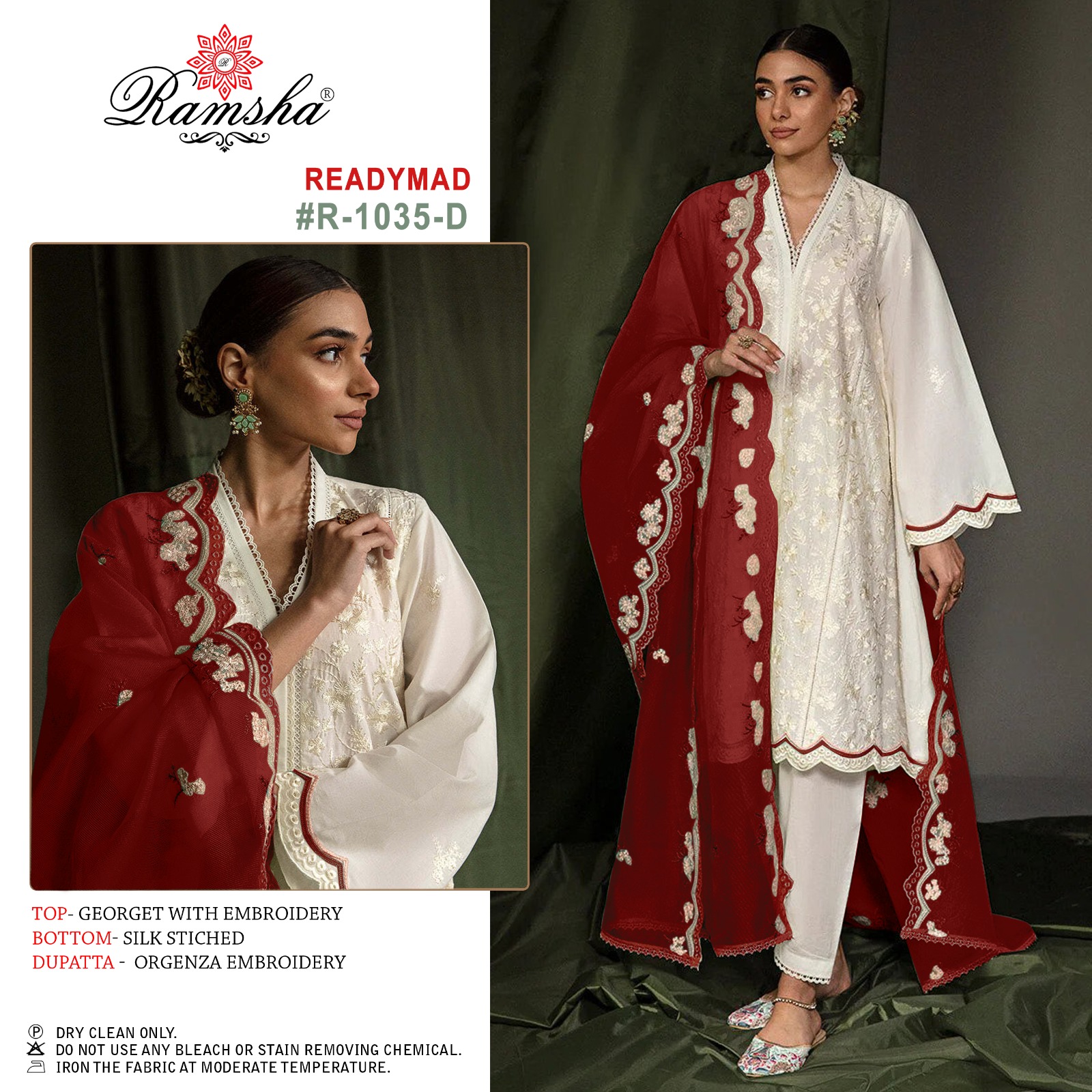 ramsha ramsha r 1035 Georgette elegant look salwar suit size set