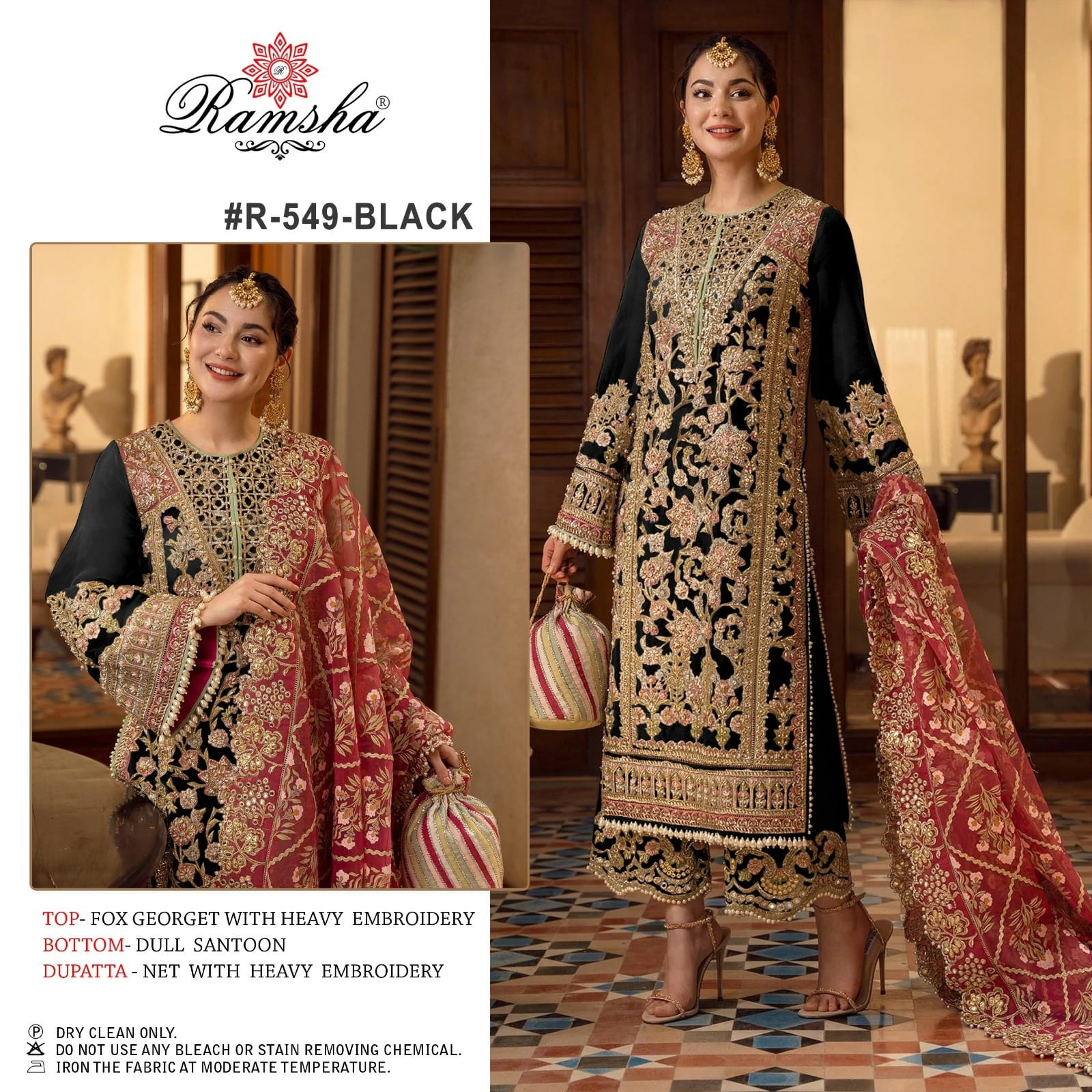 Ramsha Ramsha R-549 black Salwar Kameez Georgtte Singles