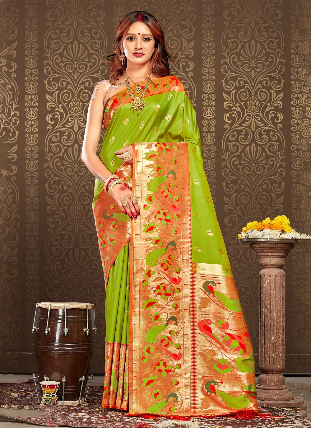 sangam print aaradhna paitahni silk attrctive look saree catalog