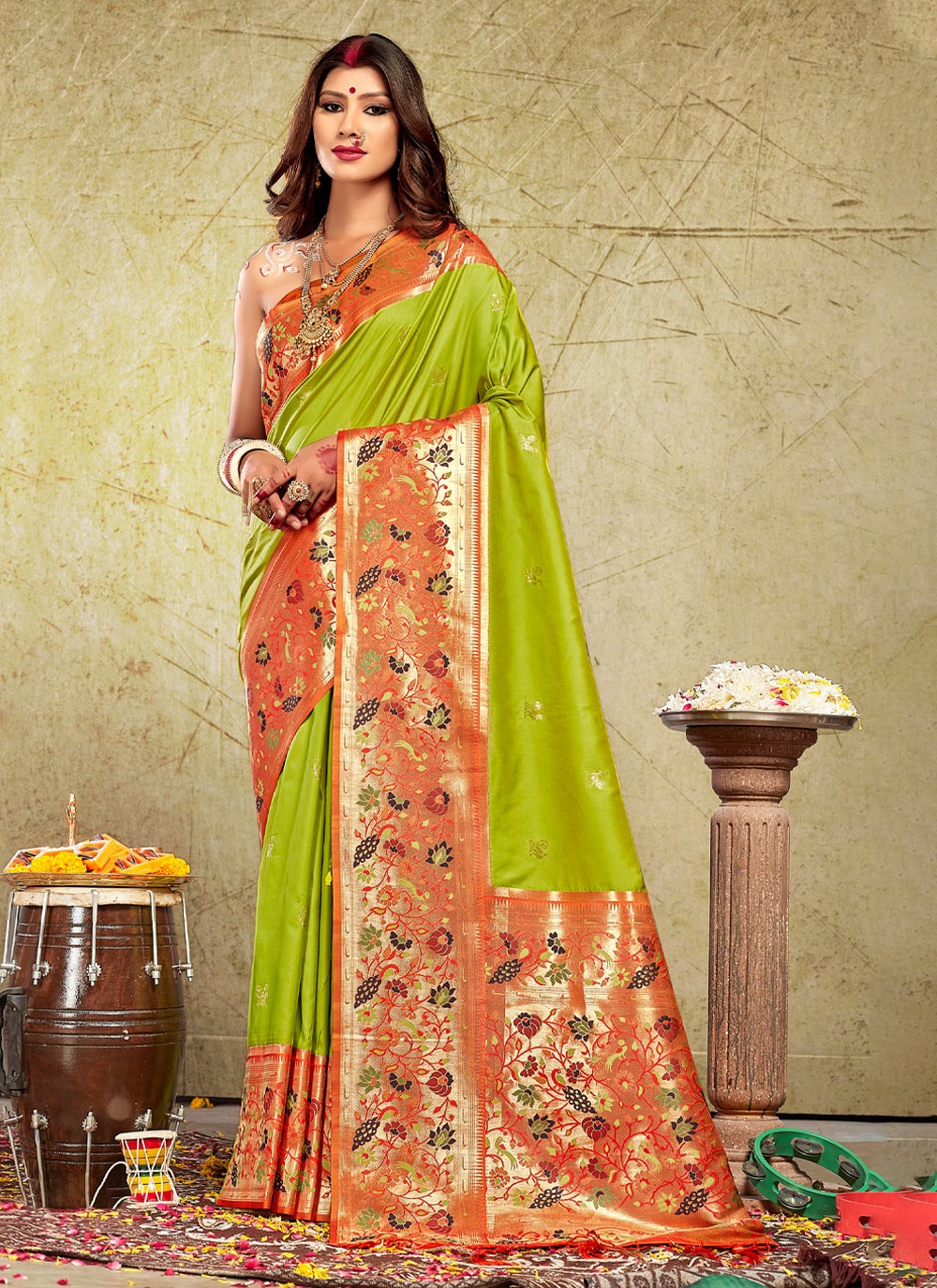 sangam print gulbari paitahni silk attrctive look saree catalog